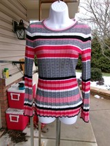 NWOT ANN TAYLOR RED, BLACK, WHITE STRIPED SWEATER XS - £17.76 GBP