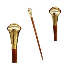 Antique Brass Goldan Knob Head Handle Wooden Walking Stick Cane Handmade... - $34.65
