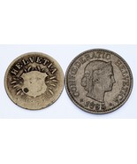 Switzerland Lot of 2 Coins (1850 5 Centime VG, 1895 10 centime XF) Nice - £29.27 GBP