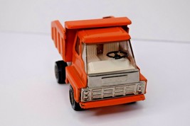 Vintage Orange Metal Dump Truck Toy 5&quot; Made In Japan Unbranded - $17.81