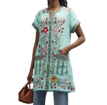 Johnny Was Joni Relaxed Pocket Weekend Linen Tunic Boho Embroidered sz XL NWOT - $185.79