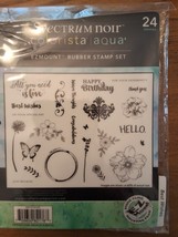 Spectrum Noir Colorista  BEST WISHES Aqua EZMount Rubber Stamp Set Of 24... - $301.60 MXN