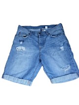 H&amp;M Divided Shorts 32 Mens Button Fly High Rise Cuffed Distressed Medium Wash - £15.39 GBP