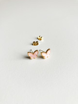 Mini Pink Mother of Pearl Butterfly Earrings in Gold - $30.00