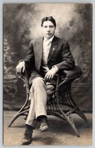 RPPC Handsome Gentleman Seated for Portrait c1910 Real Photo Postcard I26 - £10.18 GBP