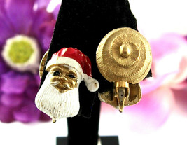 Black Eyed EEEK SCARY SANTA Claus REVERSIBLE Clip On SPIRAL Earrings Vin... - $12.99