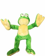 Ganz Acrobatz Green &amp; Tan Frog Poseable Limbs Soft Stuffed  12” Plush Animal - £7.05 GBP