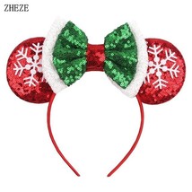 Disney Mickey Very Merry Christmas Minnie Mouse Ears Snowflake Headband - £9.54 GBP