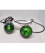2 Malachite Gold Foil Resin Pendants - Tree of Life and Sacred Geometry ... - $20.35 CAD