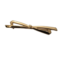 Crown Trifari Gold Tone Slim Bow Brooch Pin 2 1/4” Jewelry Vintage - £14.07 GBP