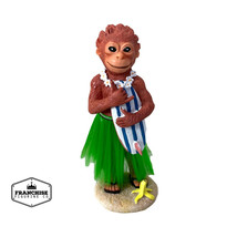 Table edge hula monkey car figurine rickety-head 15.2cm green Hawaii skirt - £29.06 GBP