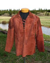 Old American Buckskin Shirt Western Wear Mountain Man Fringed Pullover Shirt - £63.04 GBP+