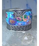 Millefiori ring cigar band rope design glass sterling silver size 5.5 wo... - $2,357.43 MXN