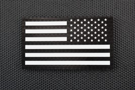 Infrared Reverse US Flag Patch Black &amp; White Police SWAT LEO Security IR Hook - £9.52 GBP