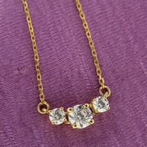 2CT Round Cut VVS1 CZ Diamond Three-Stone Pendant 14K Yellow Gold Finish - £121.41 GBP