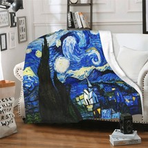 Lianmei Van Gogh The Starry Night Flannel Fleece Throw Blanket Soft Cozy Warm - £34.36 GBP