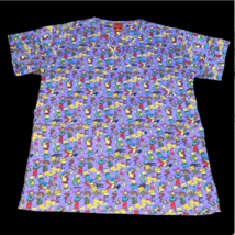 Nickelodeon Rugrats Ren &amp; Stimpy Purple Sz Medium Scrub Shirt Top - £15.63 GBP