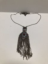 Vintage Western Silver Colored Bead And Chain Pendant #24046 - $0.01