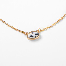 Plunder Necklace (New) Cozy - White Stone Pendant On Gold Chain - (PPN2199) - £20.55 GBP
