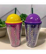 2 Starbucks Frappuccino Set Purple Hot Pink Fuchsia  Holographic 16oz Tu... - £25.90 GBP