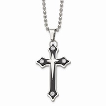 Stainless Steel Black CZ Cross with 20" Chain - $85.99