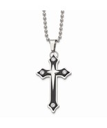 Stainless Steel Black CZ Cross with 20&quot; Chain - $117.09 CAD