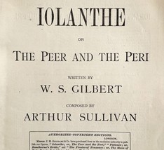 1882 Iolanthe The Pert &amp; The Peri Victorian 1st Edition PB Gilbert Sullivan WHBS - $69.99