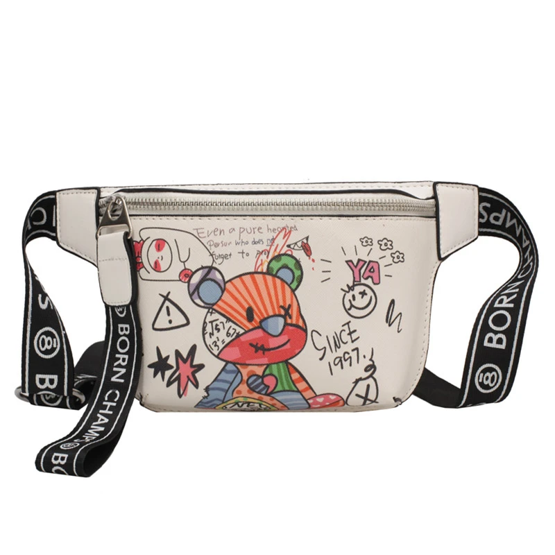 Cute  Doodle  Waist Bag Women  Crossbody Bags Lady Banana Chest Bag Casual Funny - $64.50