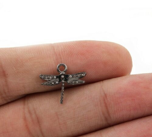 Pave Diamond Dragonfly Charm 925 Silver diamond Findings Jewelry Making ... - $57.90