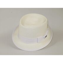 Men's Broner Summer Hat Woven Straw Style Porkpie STAND UP 88-8608 White image 2