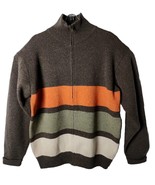 Stetson Men XL Wool Blend Brown Strip Full Zip Sweater - $51.23