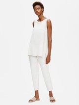 Eileen Fisher Washable Stretch Crepe Slim Ankle Pant Women’s Size L Color Bone - £21.32 GBP