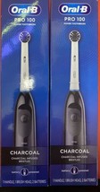 2 Pack: Oral-B Pro 100 Battery Powered Toothbrush Charcoal Black New - £14.55 GBP