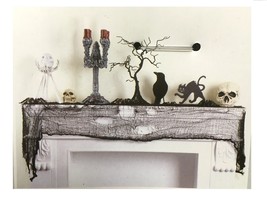 Black Creepy Gauze Fabric Table Cloth Halloween Decoration 72&quot;x 30&quot; Spooky Decor - £18.75 GBP