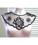  Vintage Sheer Beaded Black Floral Collar  - $24.99