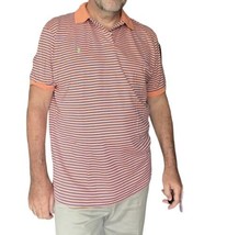 Polo Ralph Lauren Shirt Men Large Orange Blue Striped Casual Rugby Classic - $18.00