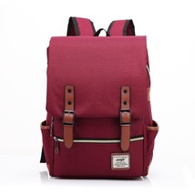 Vintage 16 inch Laptop Backpack Women Canvas Bags Men canvas Travel Leisure Back - £37.04 GBP