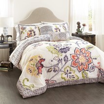 Lush Decor 5 Piece Aster Quilted Comforter Set, Full/Queen, Coral/Navy - £70.77 GBP