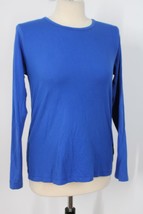 Lands End S Blue Cotton Modal Stretch Long Sleeve Pajama Sleep Top - $24.70