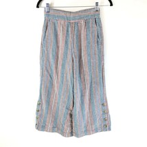 Madewell Womens Huston Side Button Pull-on Crop Pants Striped Blue Pockets XS - £12.31 GBP