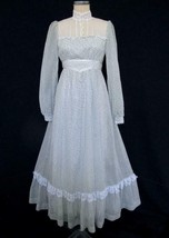 Vintage Gunne Sax Jessica McClintock Prairie Dress XXS 5 Blue Calico Floral Maxi - £156.48 GBP