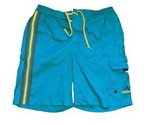 Vintage 1990s ADIDAS Swim Trunk Multi-Pocket Shorts Teal/Yellow Men&#39;s Sz... - $18.05