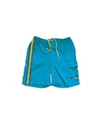 Vintage 1990s ADIDAS Swim Trunk Multi-Pocket Shorts Teal/Yellow Men&#39;s Sz... - $24.75 CAD