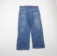 Vintage 90s Streetwear Mens 38x30 Thrashed Wide Leg Denim Jeans Pants Bl... - £47.33 GBP