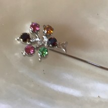 Vintage Anson Sterling Silver Signed Colorful Birthstone Tree of Life Stick Lape - £12.47 GBP