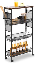 Yitahome Kitchen Cart With Wheels, 4-Tier Slim Storage Cart,, Laundry Room - £38.74 GBP