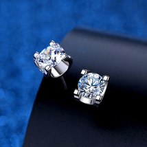 Real VVS Moissanite Stud Earrings 925 Sterling Silver 1ct 2ct Lab Diamond Ear St - £50.55 GBP