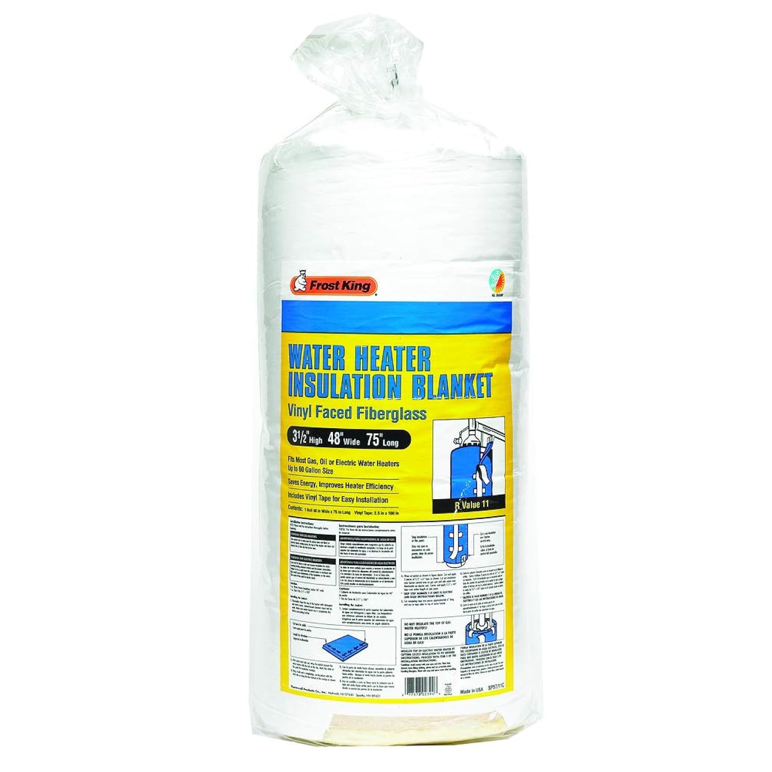 Frost King SP57/11C All Season Water Heater Insulation Blanket, 3 Thick x 48 x 7