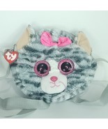 TY Beanie Boos Kiki Grey Cat Plush Crossbody Bag Coin Purse Pink Glitter... - £17.89 GBP
