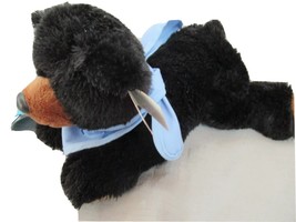 Aurora  Maine bear  plush stuffed lounging  lobster bib black blue soft  12&quot; - $11.71